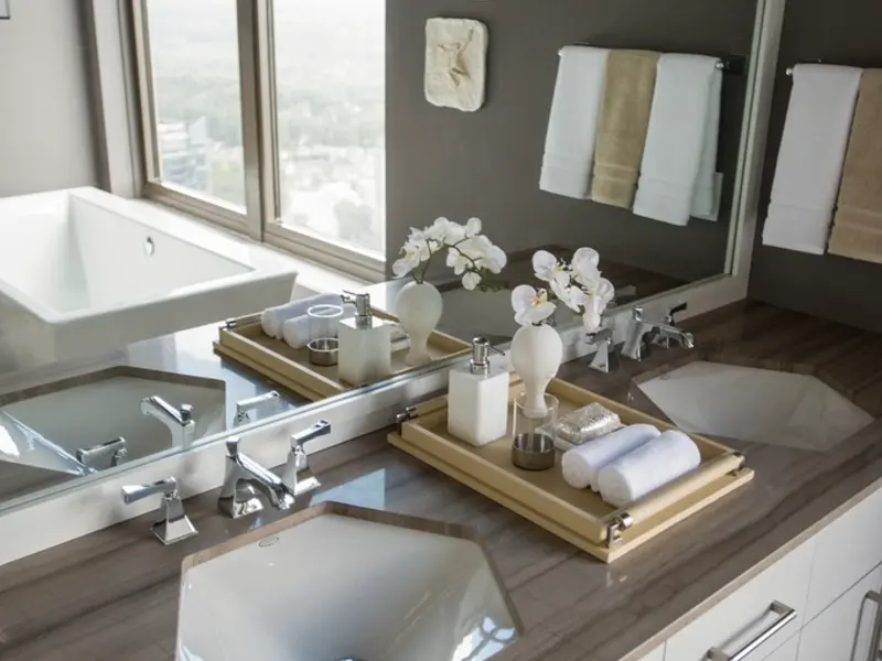 Double Vanity with Hexagon Sinks