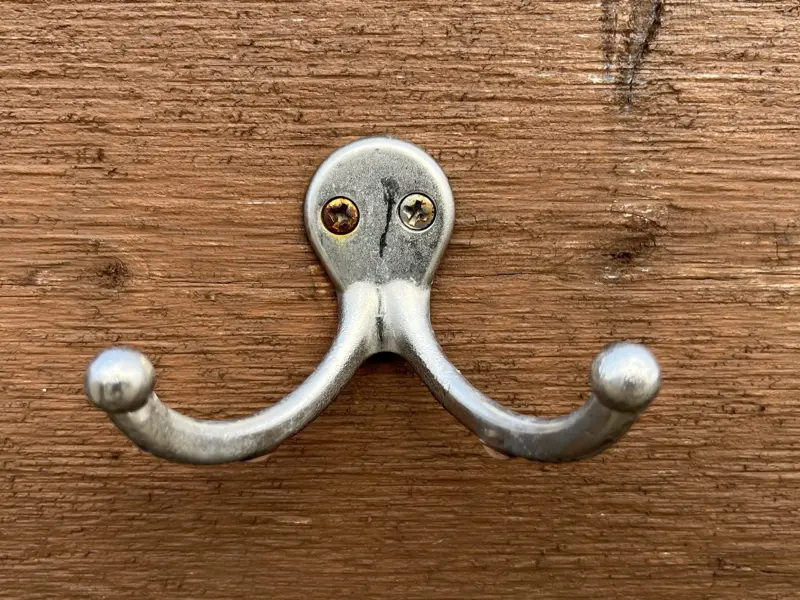 Coat hook on wood
